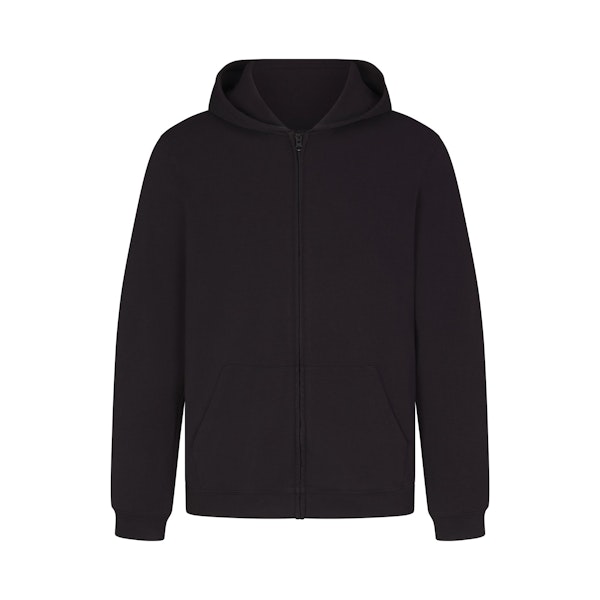 JERSEY LOUNGE MENS ZIP UP HOODIE | OBSIDIAN (MENS HOODIES, MENS TOPS) LAYS FLAT ON A WHITE BACKGROUND | FLT