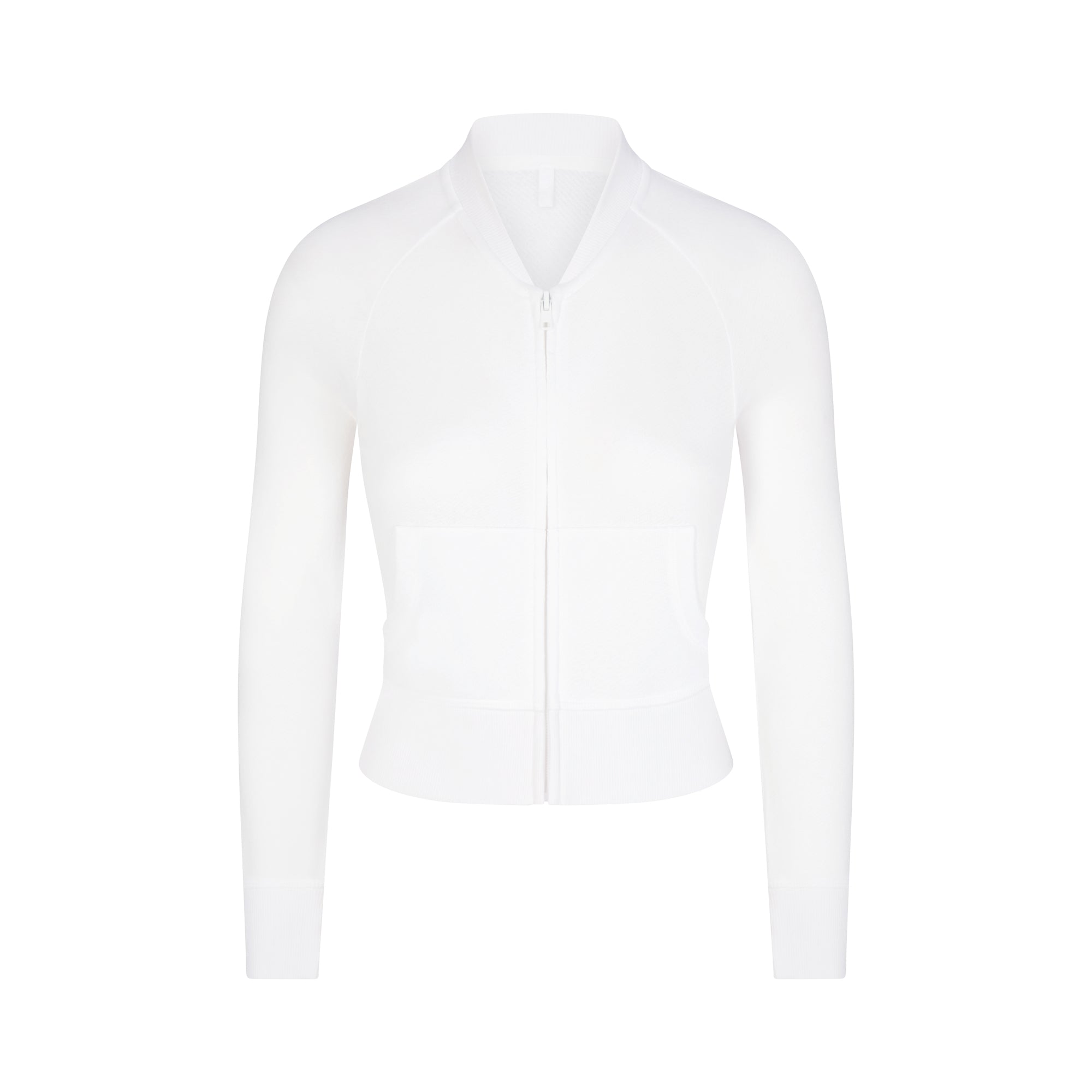MODAL FRENCH TERRY SHRUNKEN ZIP UP | SNOW | XXS
