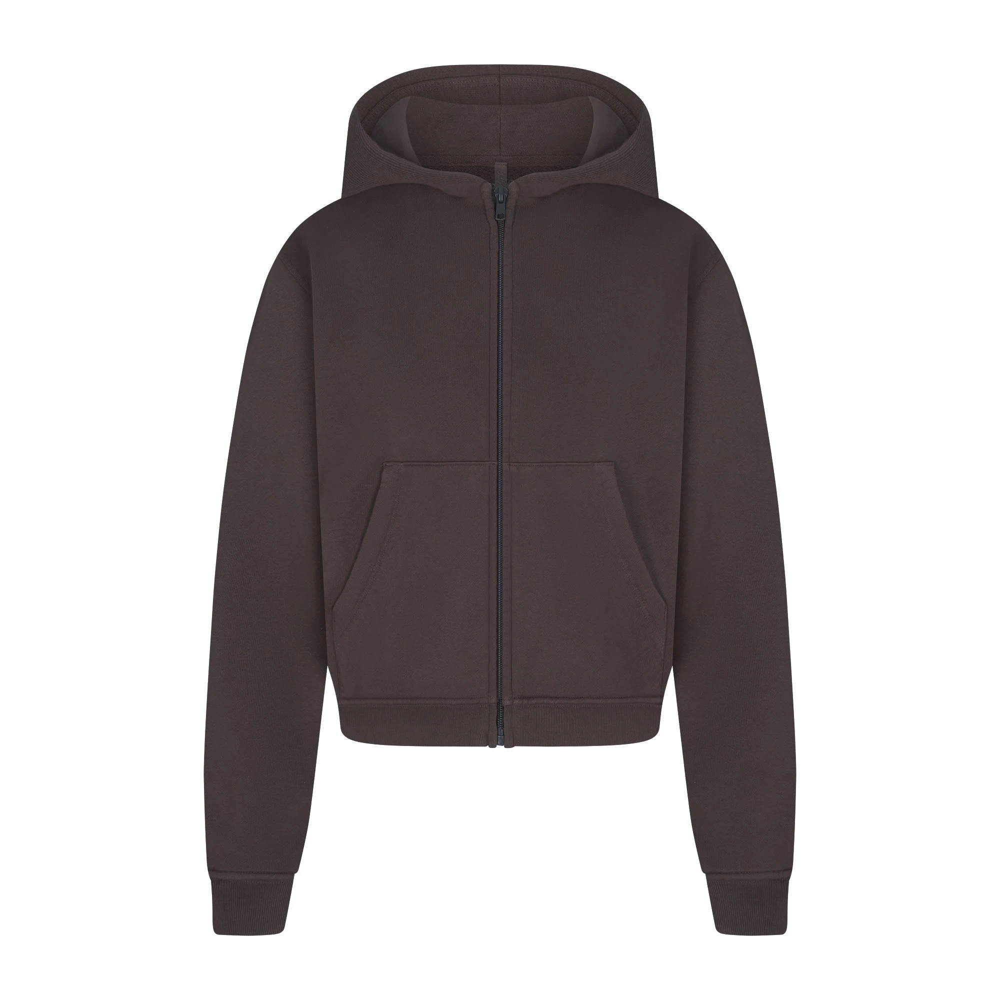 FRENCH TERRY SHRUNKEN ZIP UP HOODIE | IRON FLAT ON A WHITE BACKGROUND | FLT