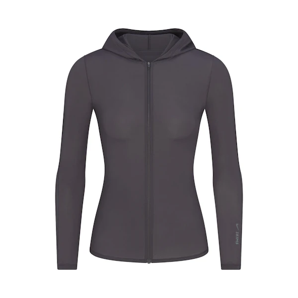 NikeSKIMS WEIGHTLESS LAYERS ZIP UP HOODIE | LEAD FLAT ON A WHITE BACKGROUND | FLT