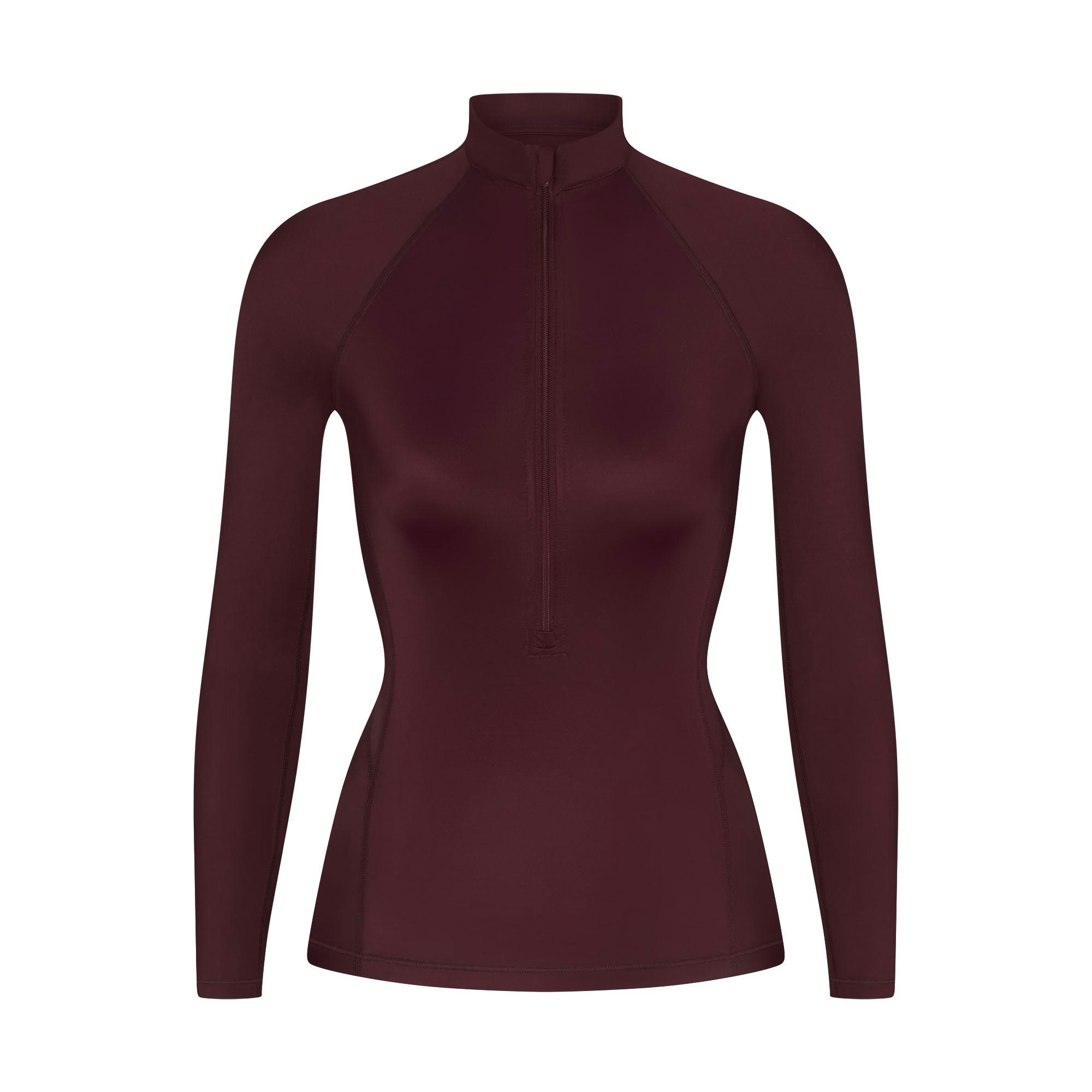 NikeSKIMS SHINE LONG SLEEVE HALF ZIP | CURRANT FLAT ON A WHITE BACKGROUND | FLT