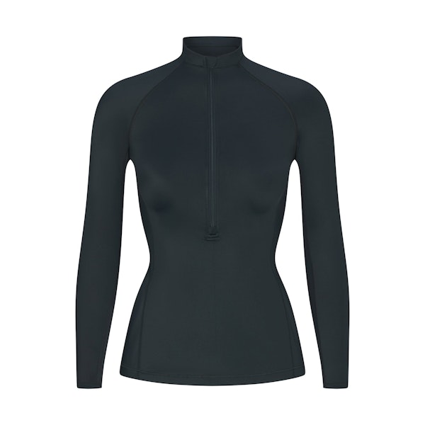 NikeSKIMS SHINE LONG SLEEVE HALF ZIP | DARK TEAL FLAT ON A WHITE BACKGROUND | FLT