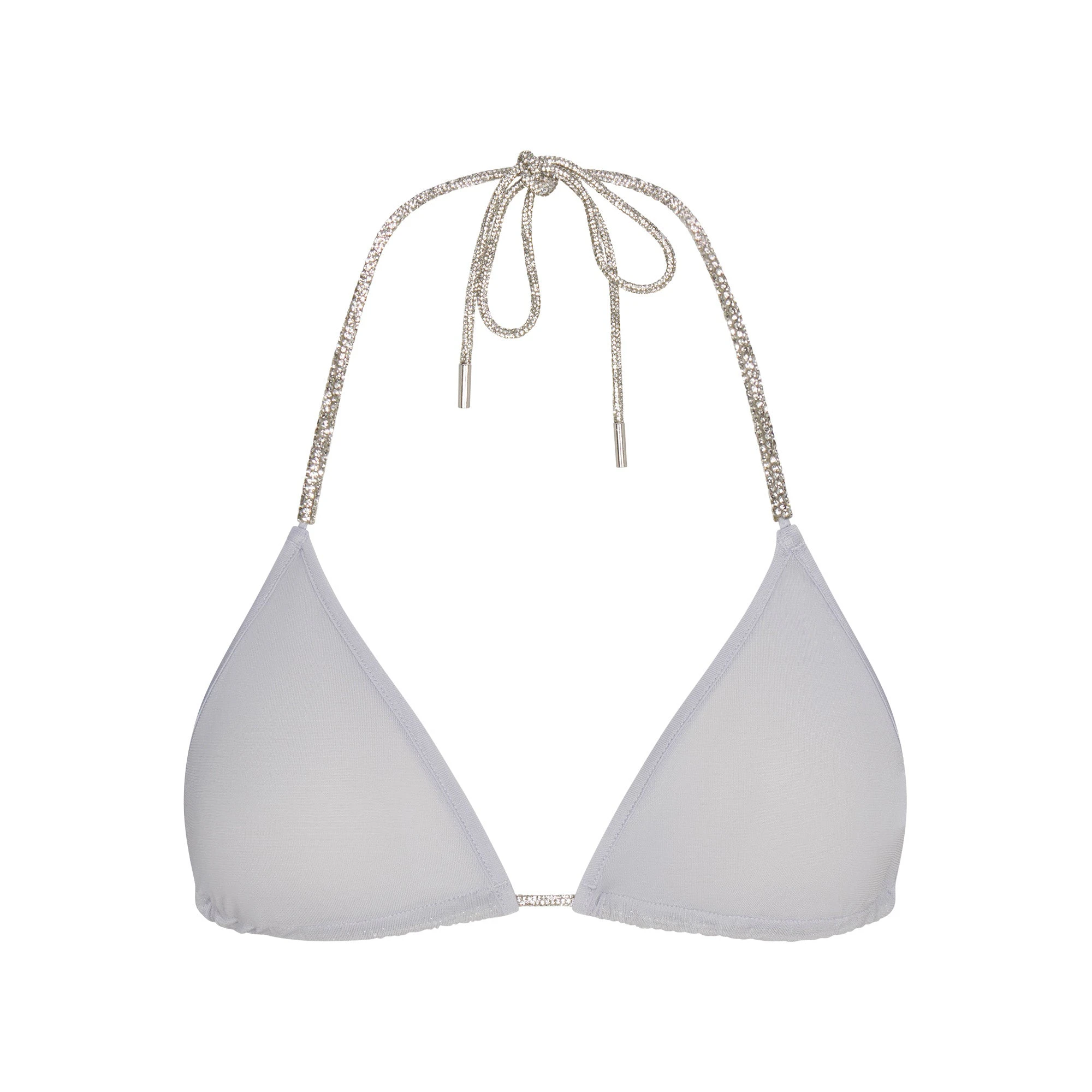 RHINESTONE KNIT TRIANGLE BRALETTE | ZEN BLUE FLAT ON A WHITE BACKGROUND | FLT