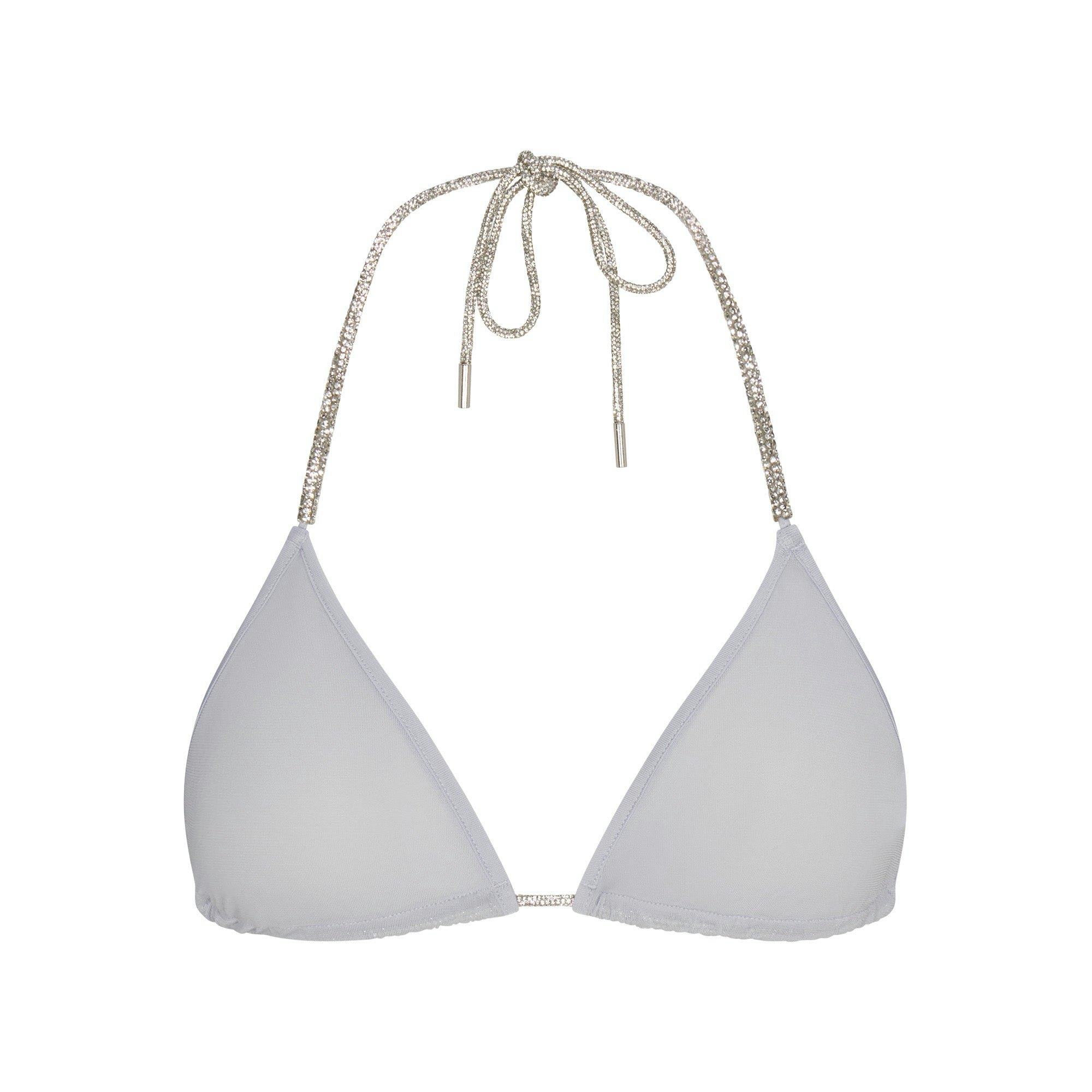 RHINESTONE KNIT TRIANGLE BRALETTE | ZEN BLUE FLAT ON A WHITE BACKGROUND | FLT