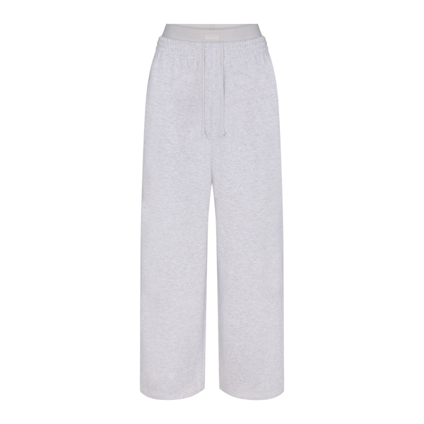 COTTON FLEECE OVERSIZED DOUBLE WAISTBAND PANT | LIGHT HEATHER GREY (PANTS, BOTTOMS) FLAT ON A WHITE BACKGROUND | FLT