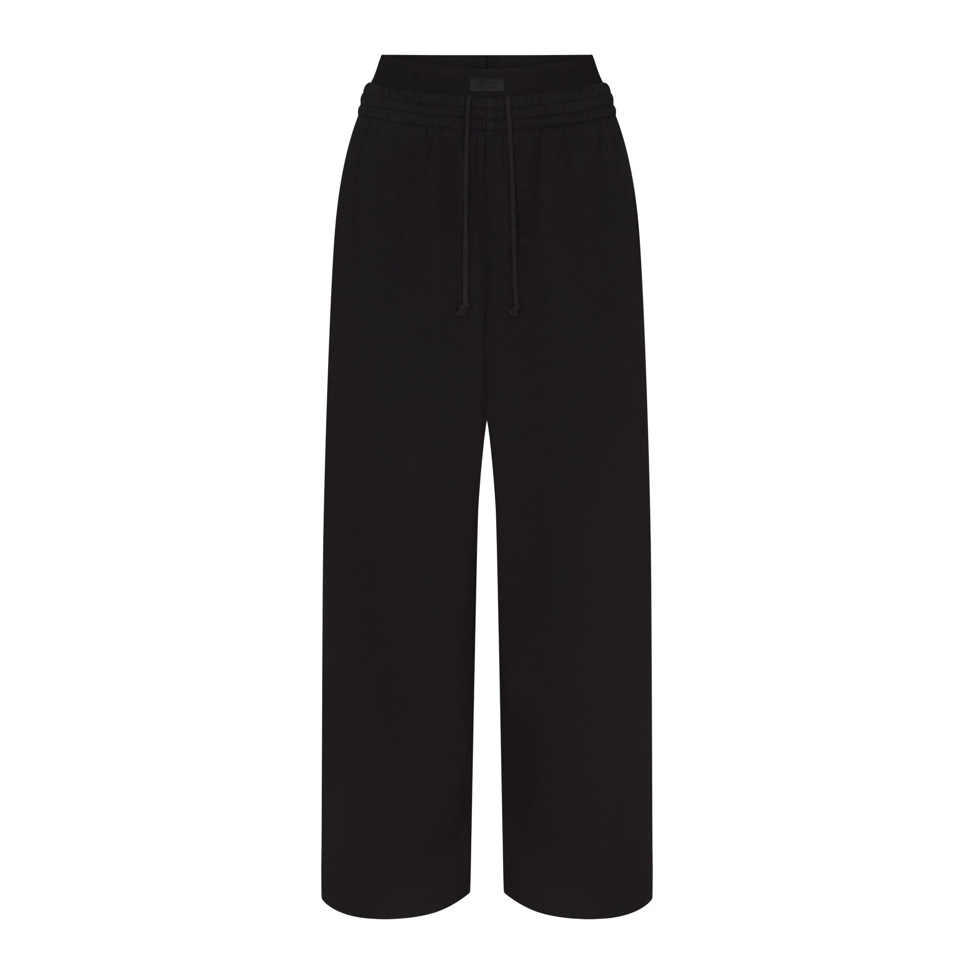 COTTON FLEECE OVERSIZED DOUBLE WAISTBAND PANT | ONYX (PANTS, BOTTOMS) FLAT ON A WHITE BACKGROUND | FLT