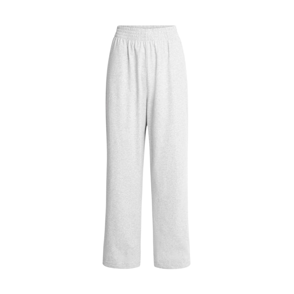 COTTON JERSEY WIDE LEG PANT | LIGHT HEATHER GREY FLAT ON A WHITE BACKGROUND | FLT