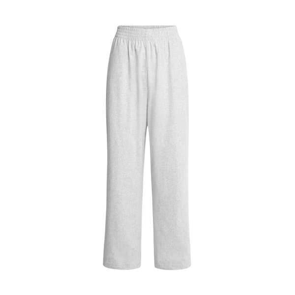 COTTON JERSEY WIDE LEG PANT | LIGHT HEATHER GREY FLAT ON A WHITE BACKGROUND | FLT