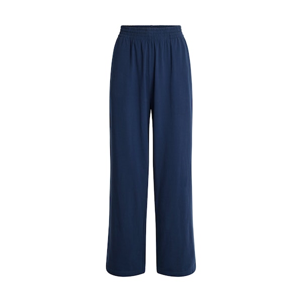 COTTON JERSEY WIDE LEG PANT | NAVY FLAT ON A WHITE BACKGROUND | FLT