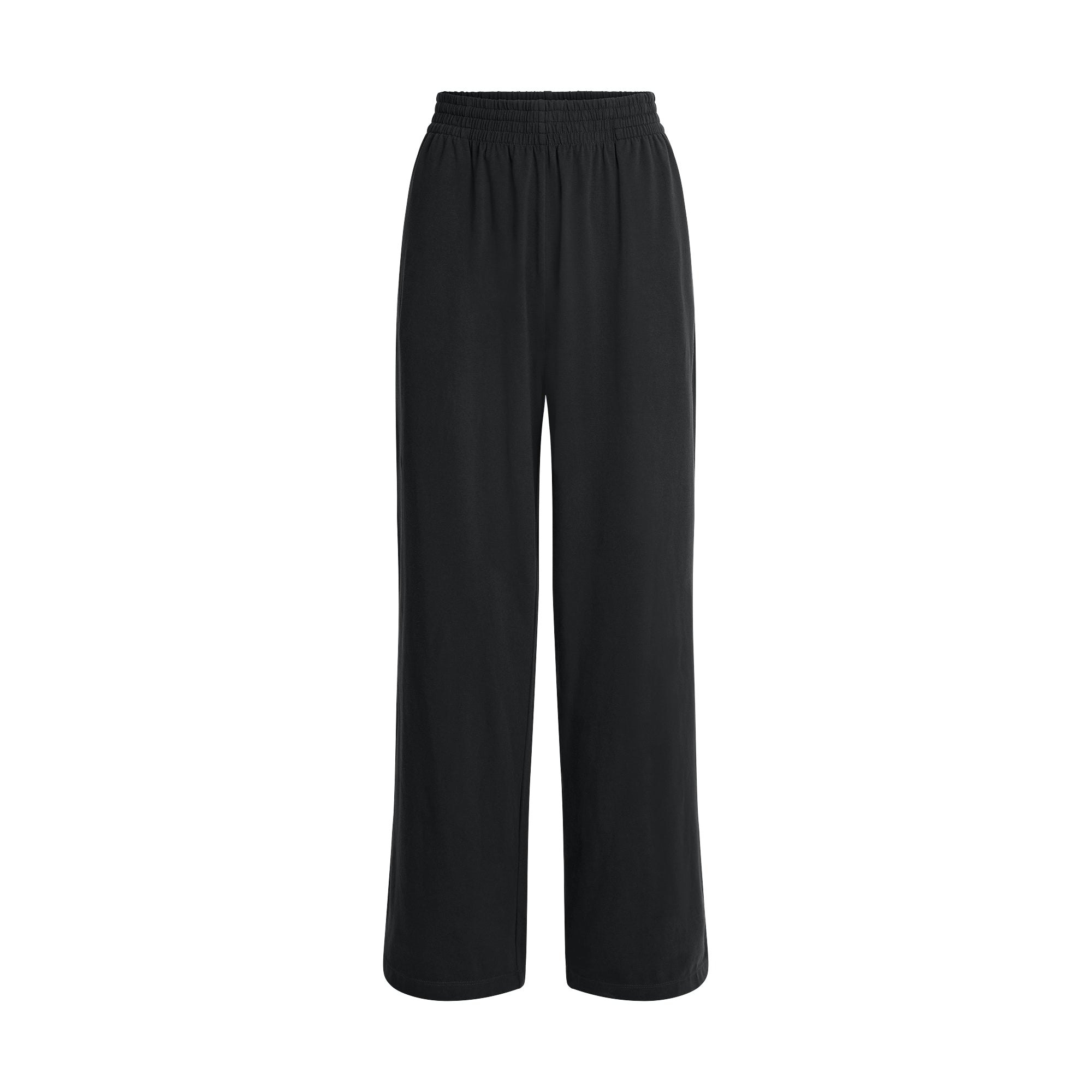 COTTON JERSEY WIDE LEG PANT | SOOT FLAT ON A WHITE BACKGROUND | FLT