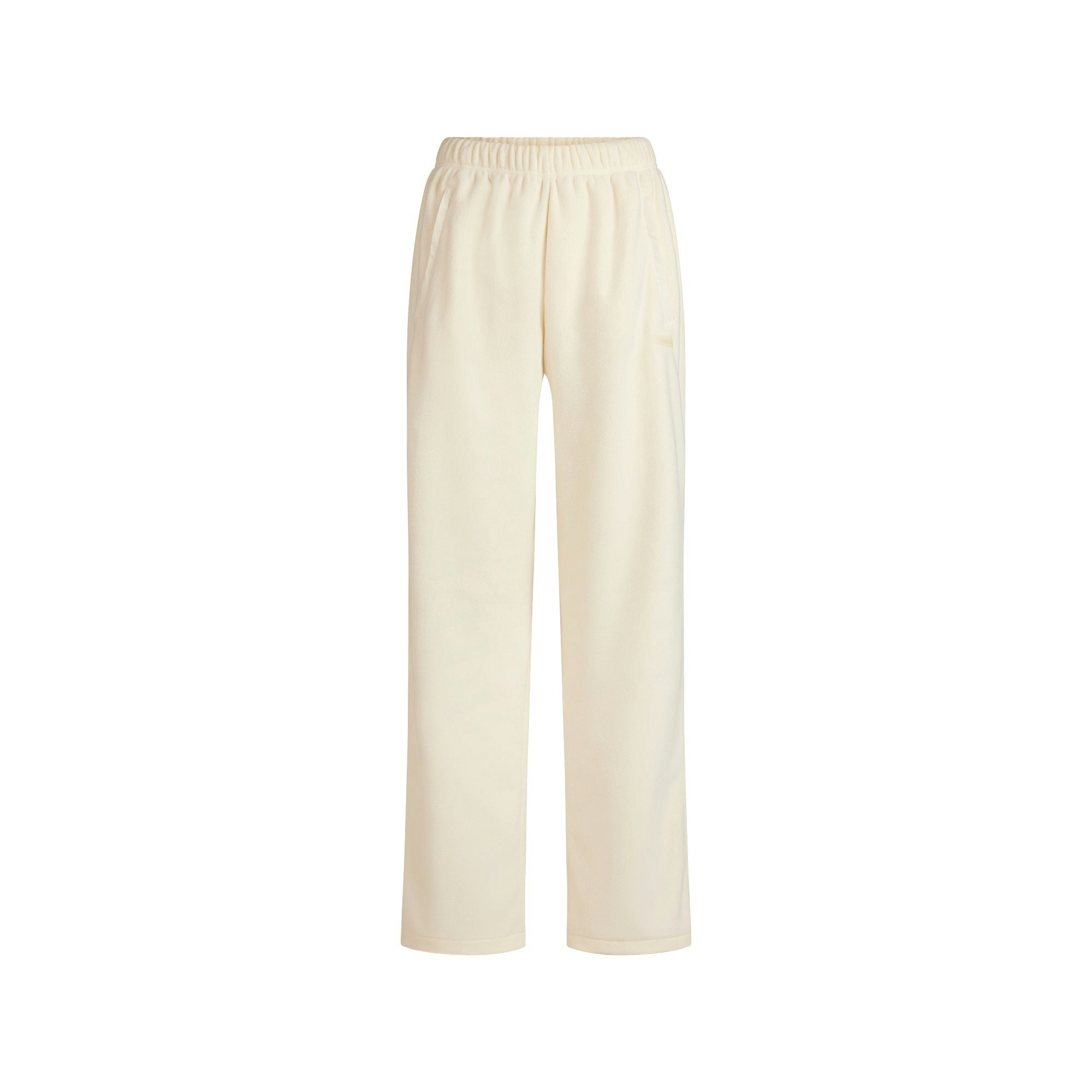 OUTDOOR FLEECE STRAIGHT LEG PANT | ECRU FLAT ON A WHITE BACKGROUND | FLT