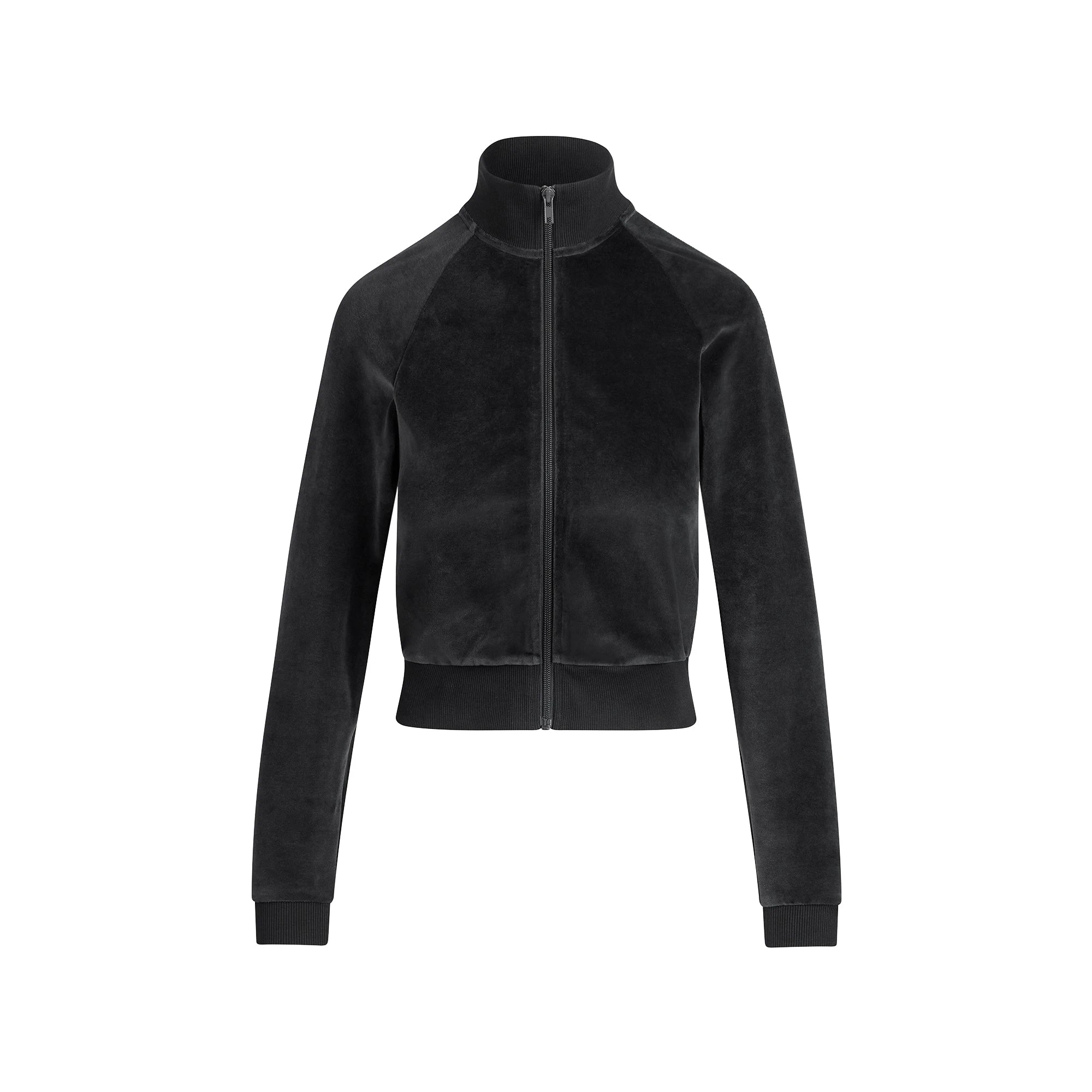 VELOUR SHRUNKEN TRACK JACKET | ONYX FLAT ON A WHITE BACKGROUND | FLT