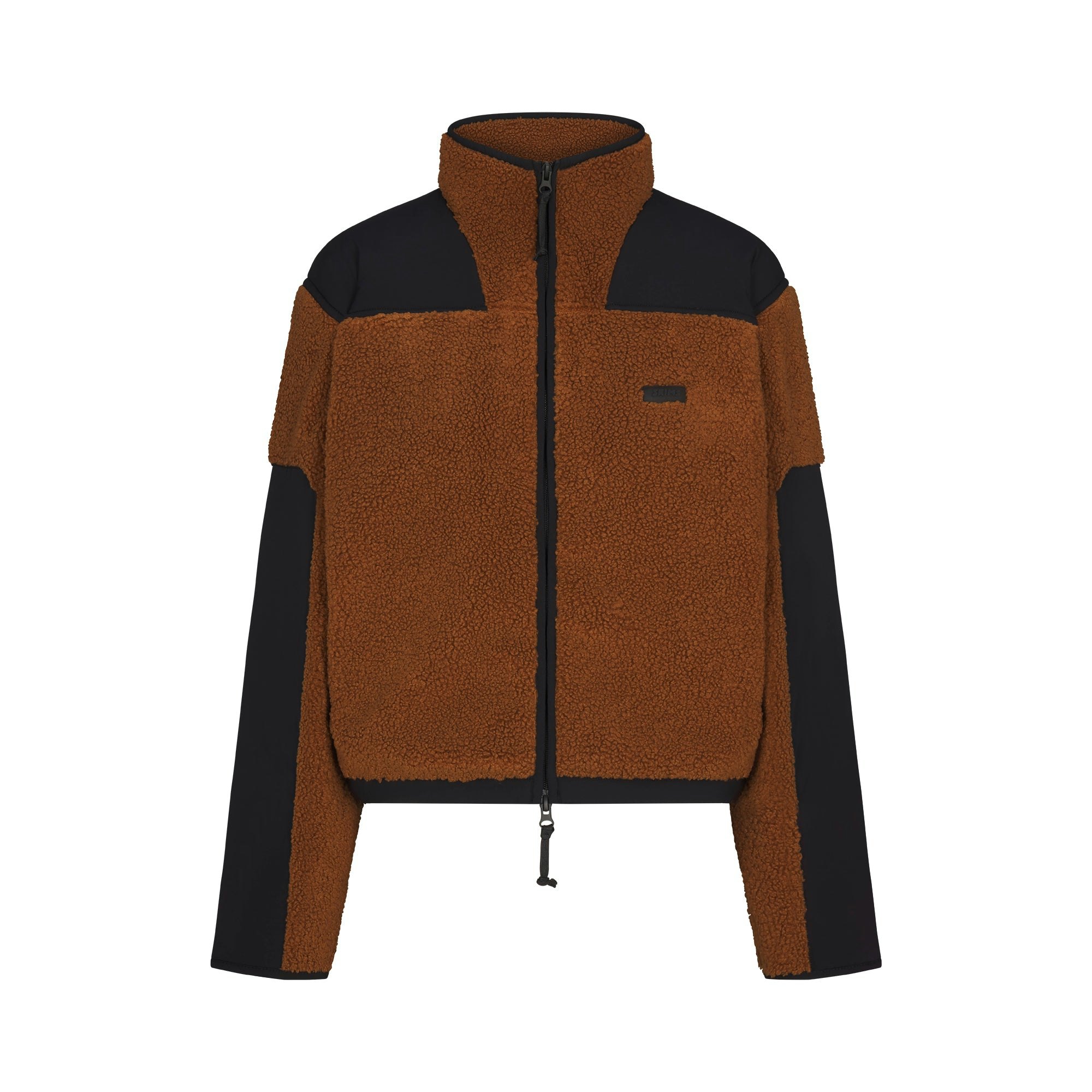 TEDDY BOXY ZIP UP JACKET | CHAI FLAT ON A WHITE BACKGROUND | FLT