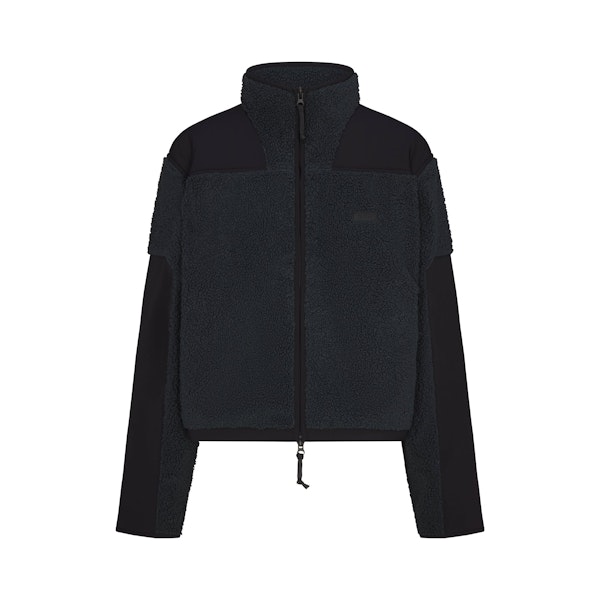 TEDDY BOXY ZIP UP JACKET | DARK TEAL FLAT ON A WHITE BACKGROUND | FLT