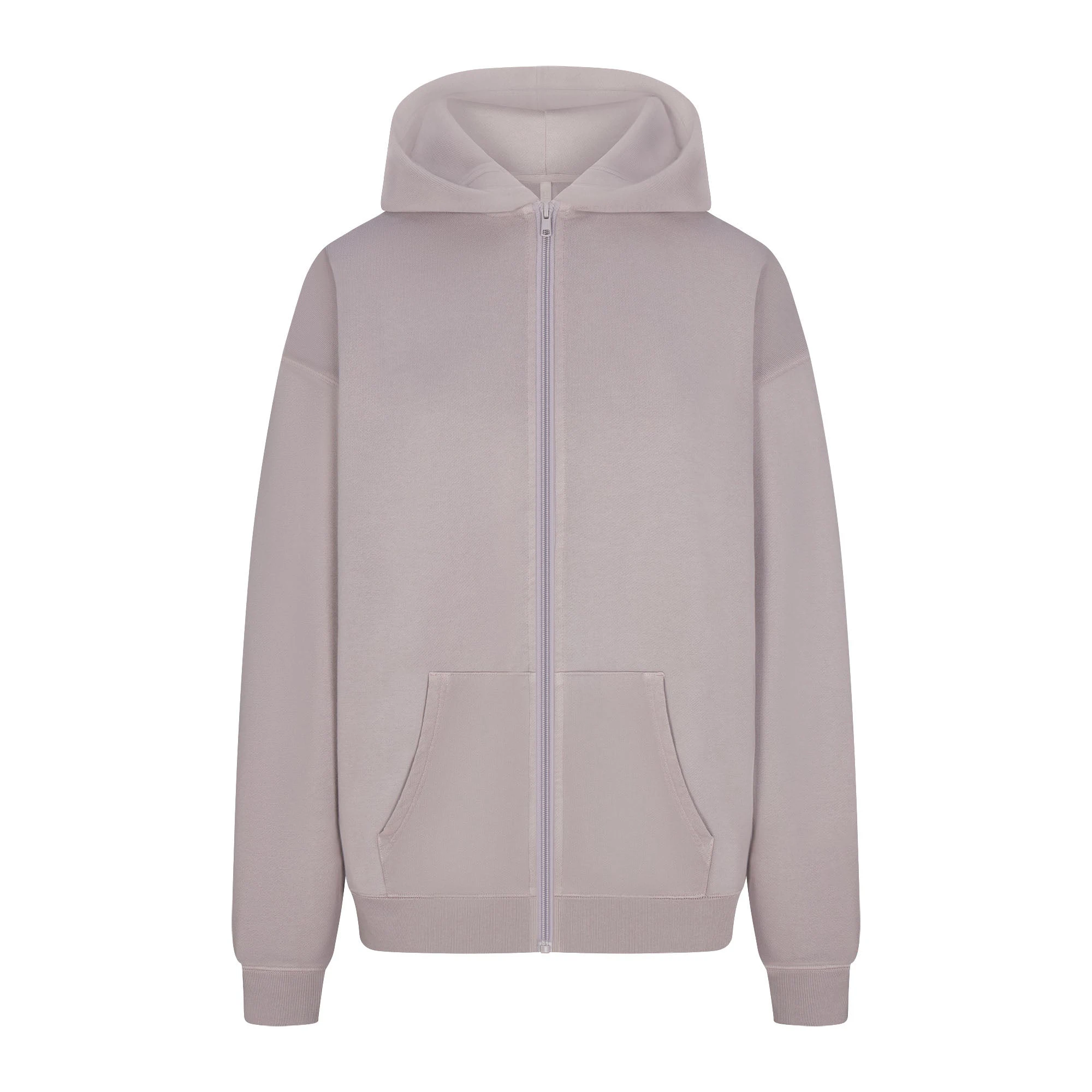 FRENCH TERRY OVERSIZED ZIP UP HOODIE | OYSTER FLAT ON A WHITE BACKGROUND | FLT
