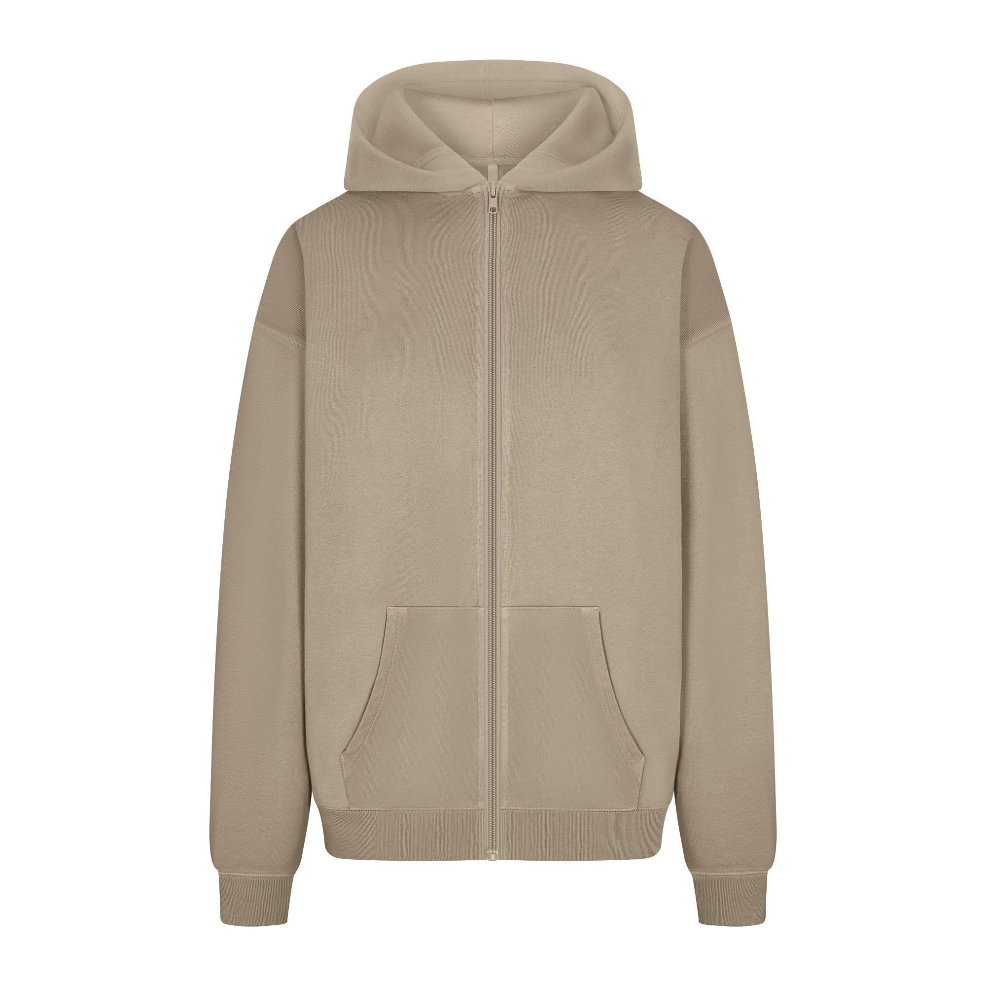FRENCH TERRY OVERSIZED ZIP UP HOODIE TAUPE