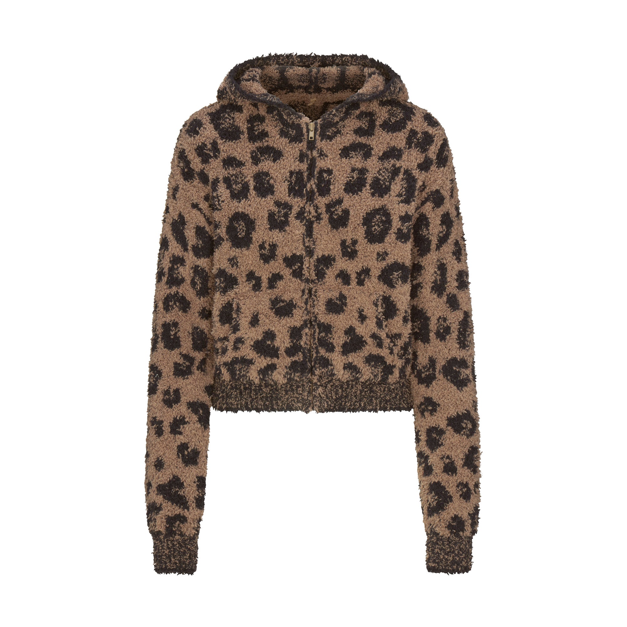 COZY KNIT ANIMAL EAR HOODIE LEOPARD PRINT XXS XS