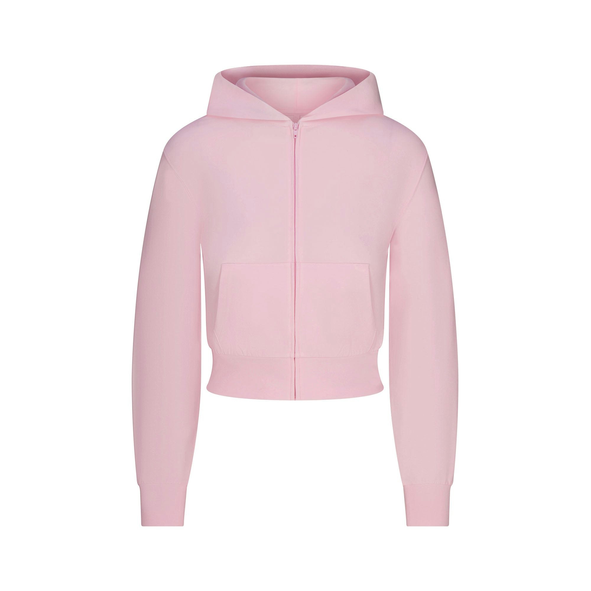 COTTON JERSEY ZIP UP HOODIE | CHERRY BLOSSOM FLAT ON A WHITE BACKGROUND | FLT