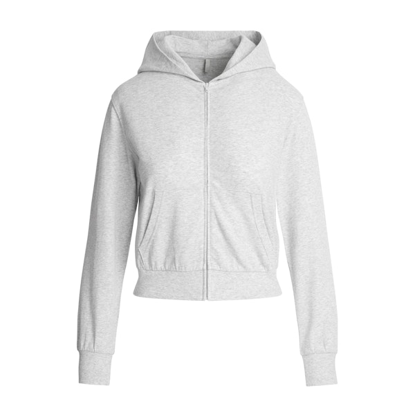 COTTON JERSEY ZIP UP HOODIE | LIGHT HEATHER GREY FLAT ON A WHITE BACKGROUND | FLT