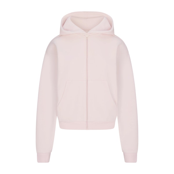 COTTON FLEECE CLASSIC ZIP UP HOODIE | BARELY PINK FLAT ON A WHITE BACKGROUND | FLT