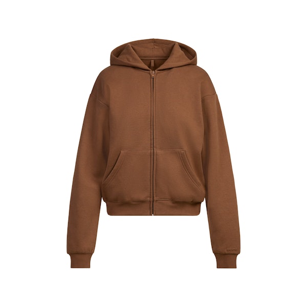 COTTON FLEECE CLASSIC ZIP UP HOODIE | BISON FLAT ON A WHITE BACKGROUND | FLT