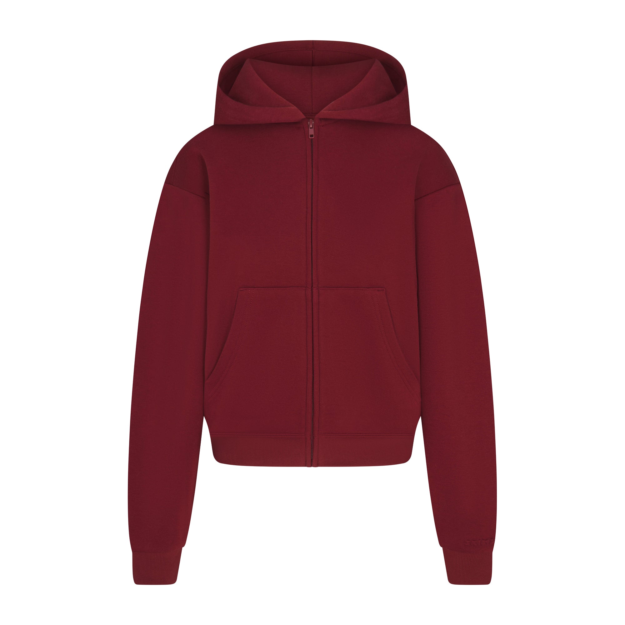 COTTON FLEECE CLASSIC ZIP UP HOODIE | MERLOT FLAT ON A WHITE BACKGROUND | FLT