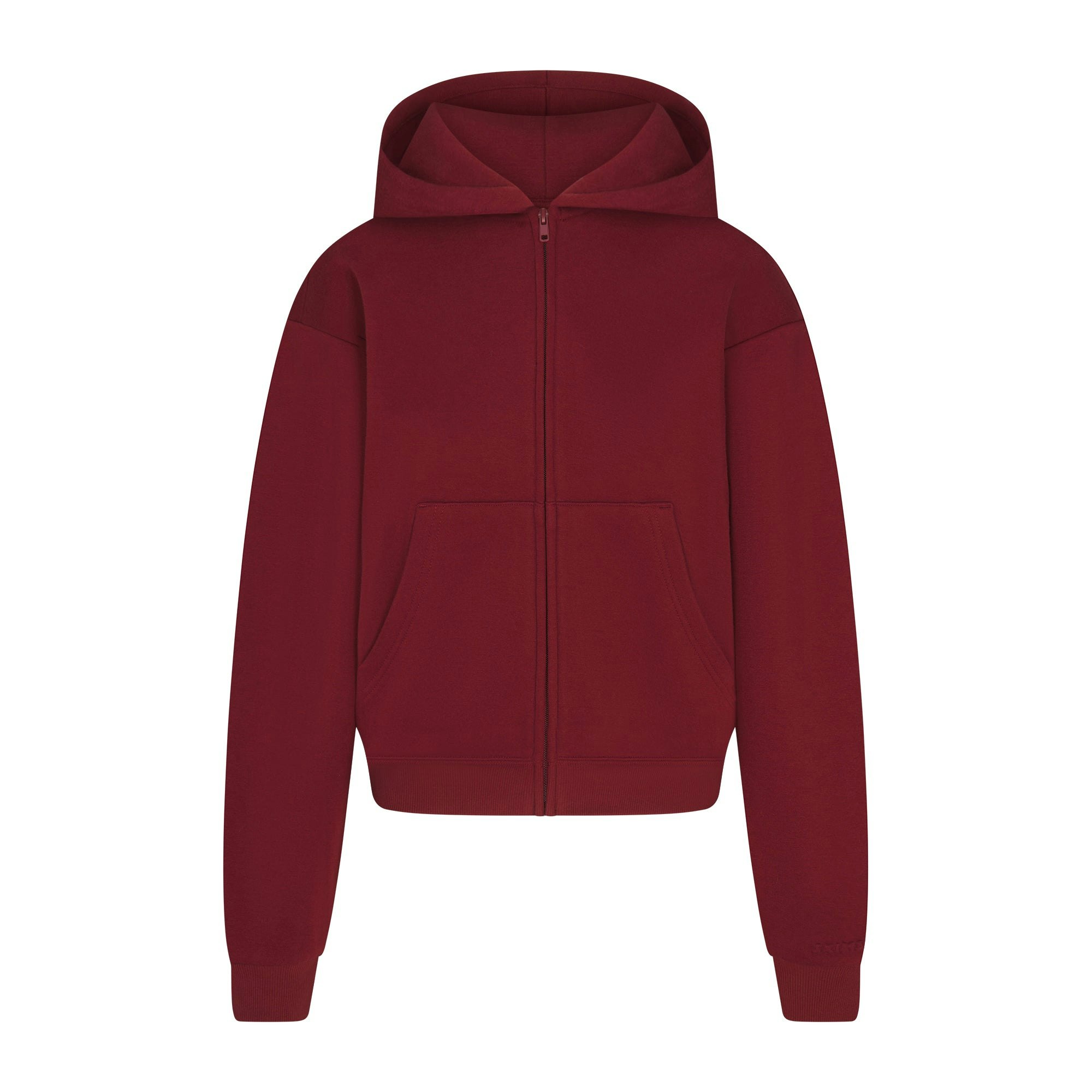 COTTON FLEECE CLASSIC ZIP UP HOODIE | MERLOT FLAT ON A WHITE BACKGROUND | FLT