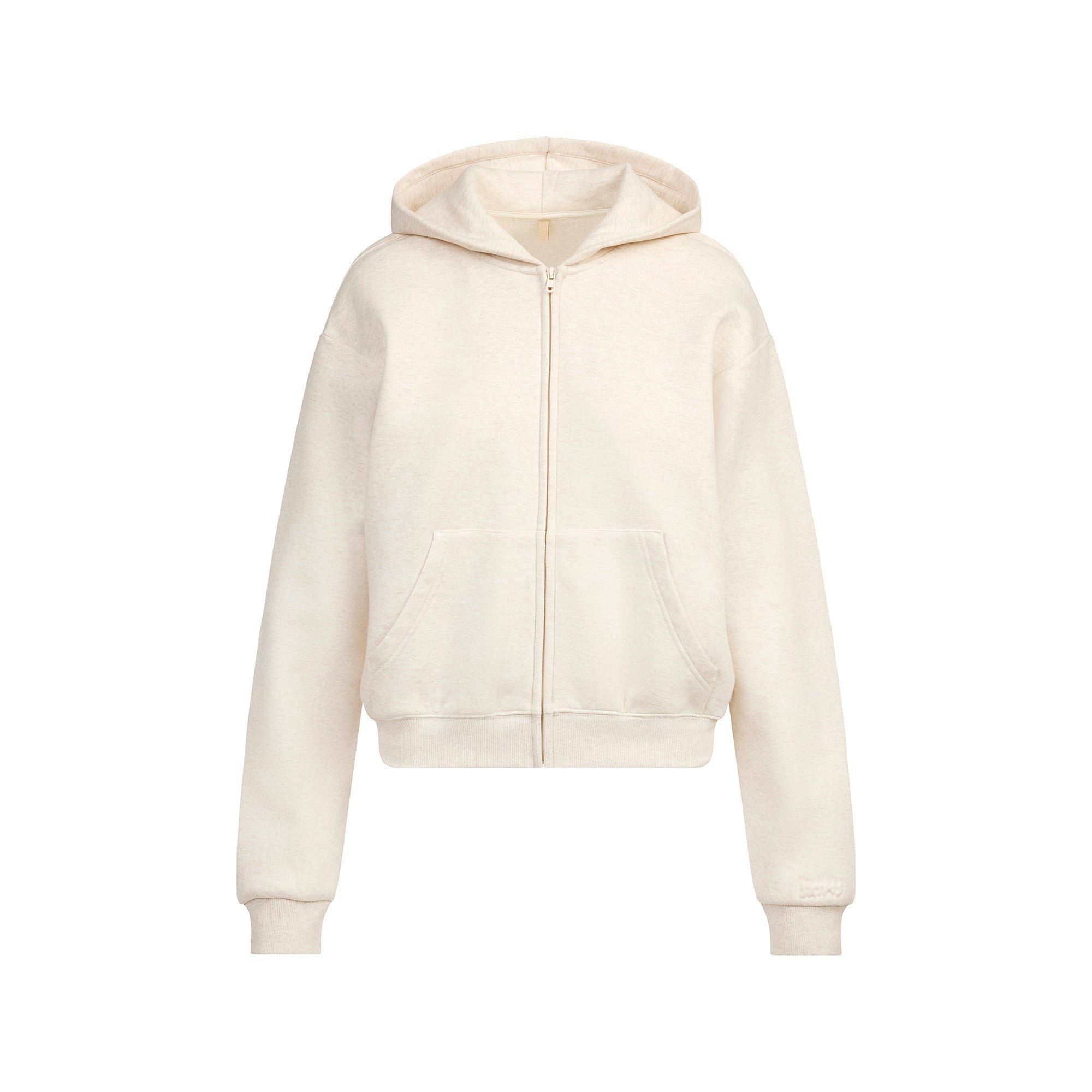 COTTON FLEECE CLASSIC ZIP UP HOODIE | OATMEAL HEATHER FLAT ON A WHITE BACKGROUND | FLT