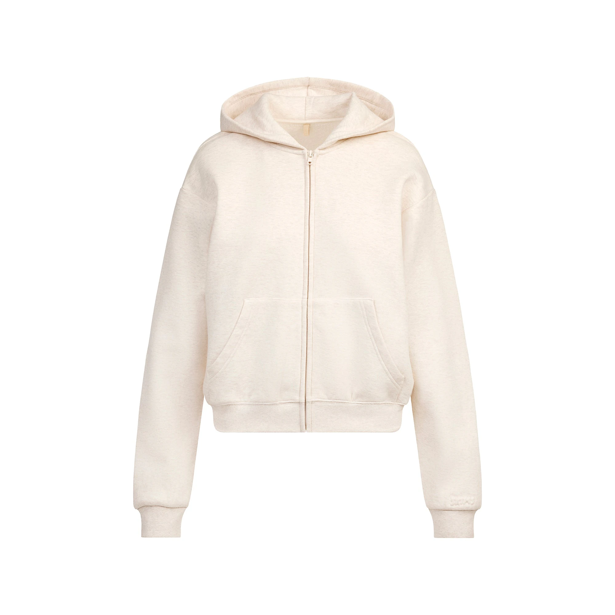 COTTON FLEECE CLASSIC ZIP UP HOODIE | OATMEAL HEATHER FLAT ON A WHITE BACKGROUND | FLT