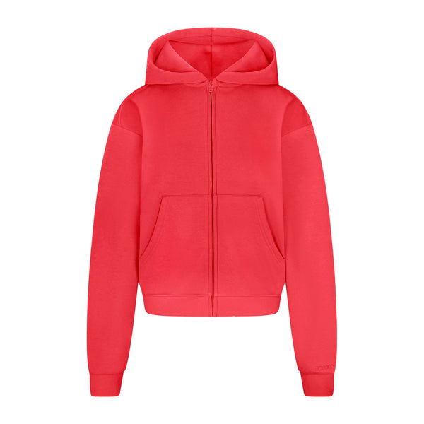 【skims】COTTON FLEECE SHRUNKENジップアップフーディー COTTON FLEECE CLASSIC ZIP UP HOODIE | ONYX | SKIMS