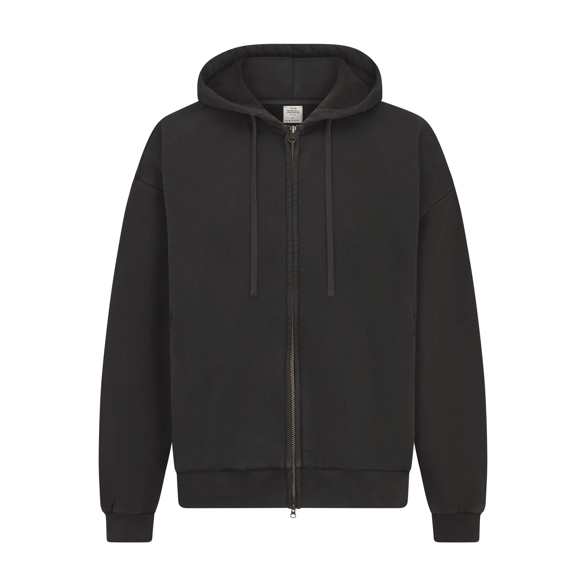 HEAVYWEIGHT FLEECE MENS ZIP UP HOODIE | WASHED ONYX FLAT ON A WHITE BACKGROUND | FLT