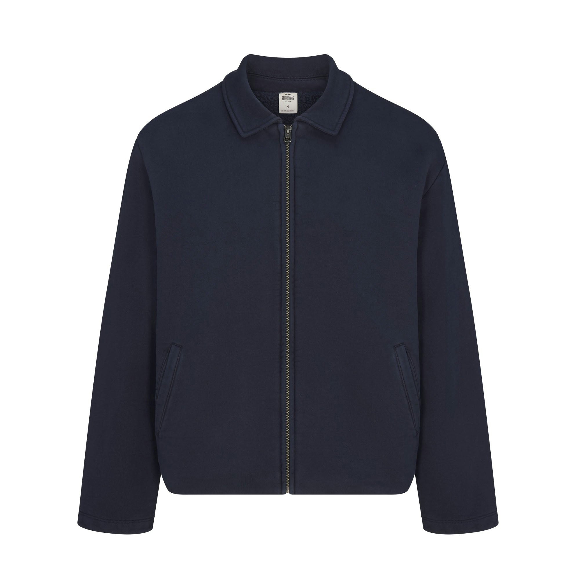 HEAVYWEIGHT FLEECE MENS SHERPA-LINED ZIP UP JACKET | NAVY FLAT ON A WHITE BACKGROUND | FLT