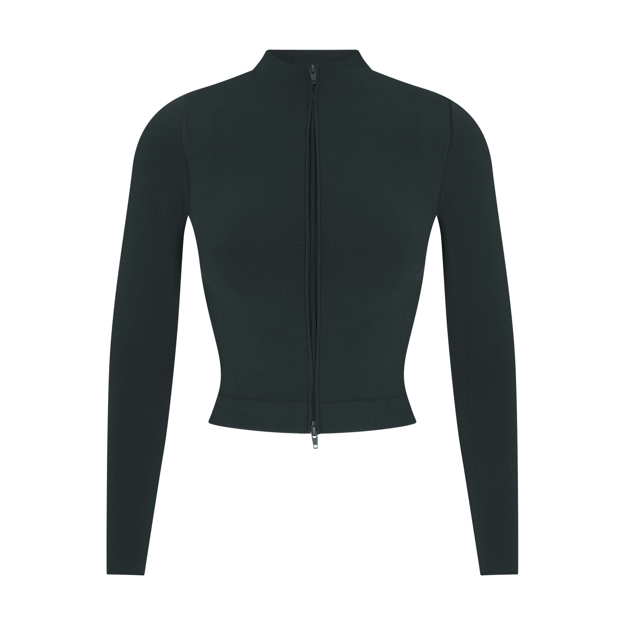 NikeSKIMS VINTAGE SEAMLESS FULL ZIP JACKET | DARK TEAL FLAT ON A WHITE BACKGROUND | FLT