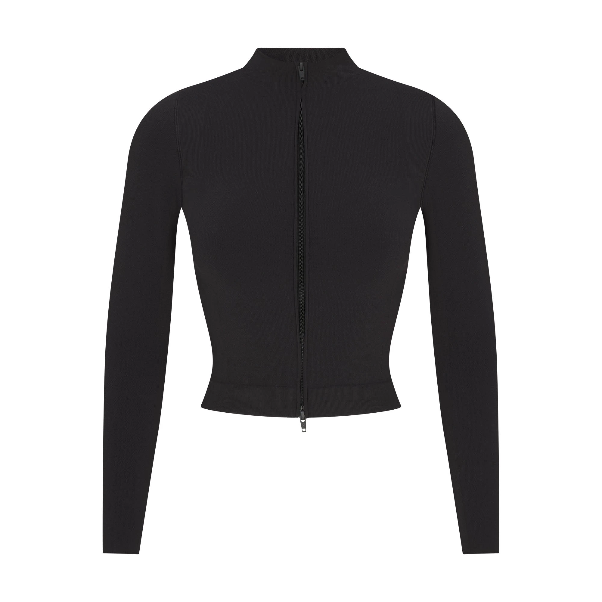 NikeSKIMS VINTAGE SEAMLESS FULL ZIP JACKET | OBSIDIAN FLAT ON A WHITE BACKGROUND | FLT