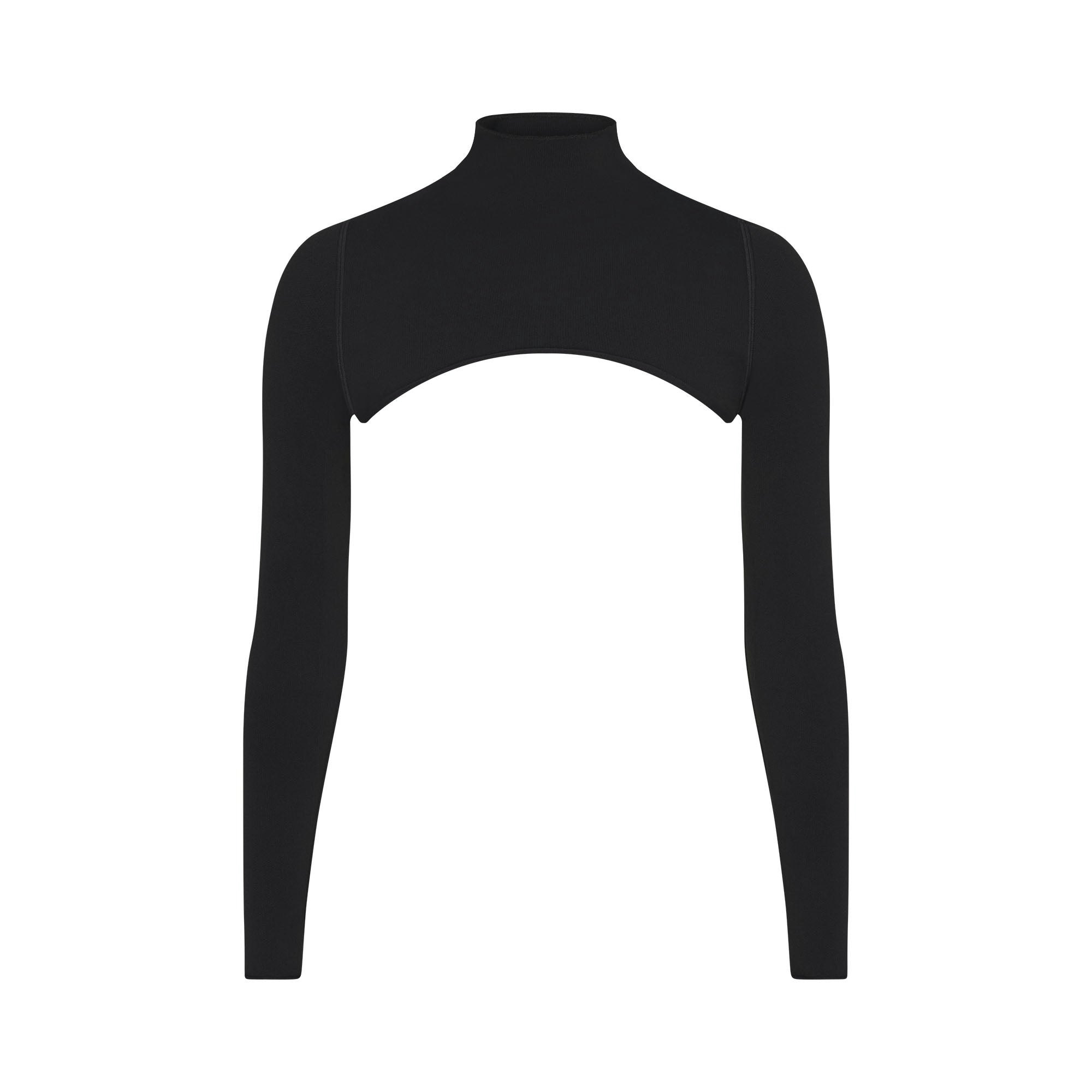 NikeSKIMS VINTAGE SEAMLESS SHRUG | OBSIDIAN FLAT ON A WHITE BACKGROUND | FLT