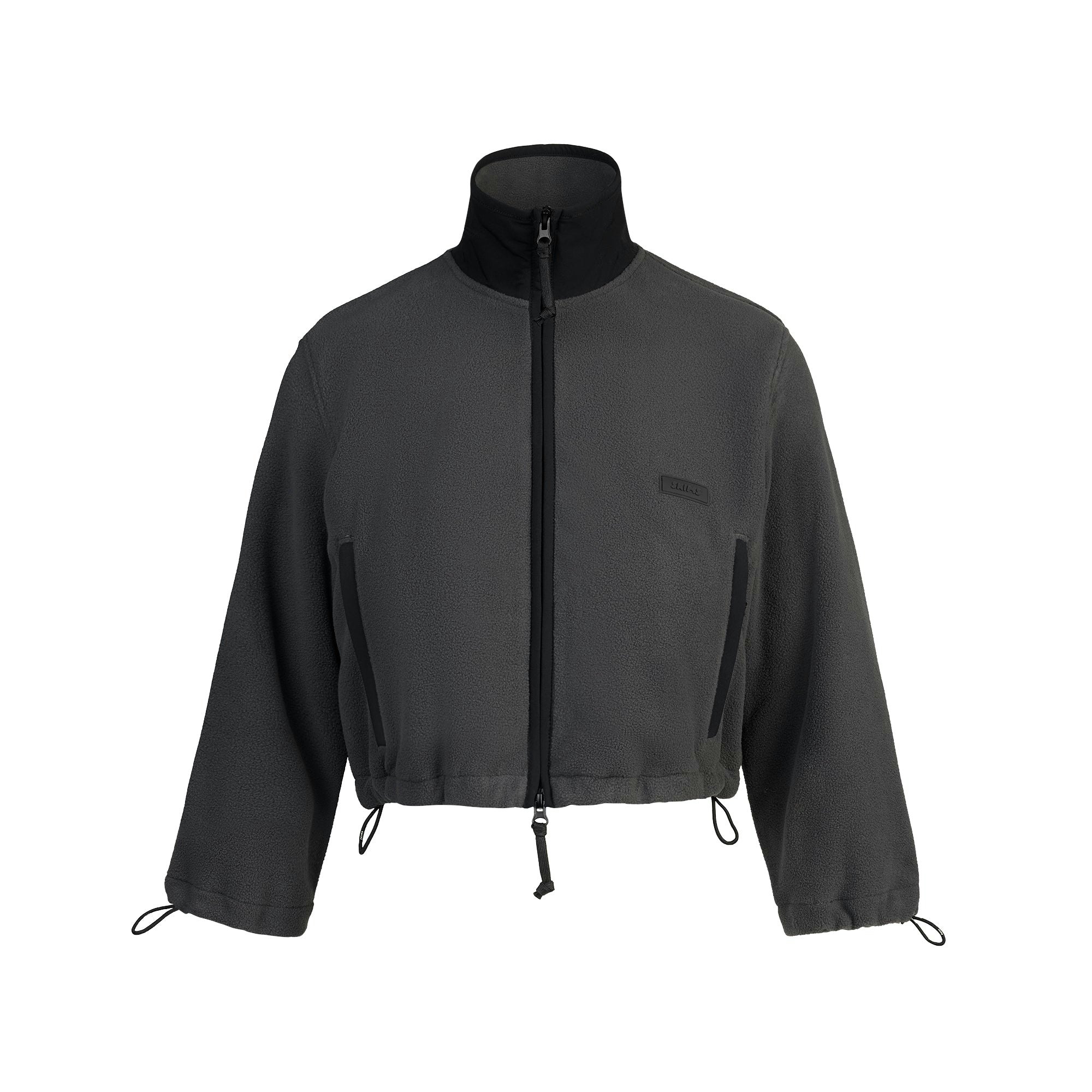 OUTDOOR FLEECE SHRUNKEN ZIP UP JACKET | ASH FLAT ON A WHITE BACKGROUND | FLT