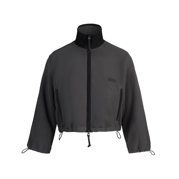 OUTDOOR FLEECE SHRUNKEN ZIP UP JACKET | ASH FLAT ON A WHITE BACKGROUND | FLT