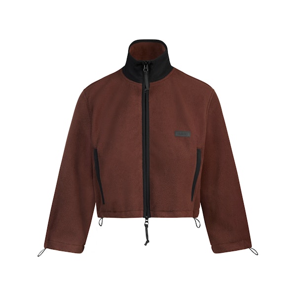 OUTDOOR FLEECE SHRUNKEN ZIP UP JACKET | COCOA FLAT ON A WHITE BACKGROUND | FLT