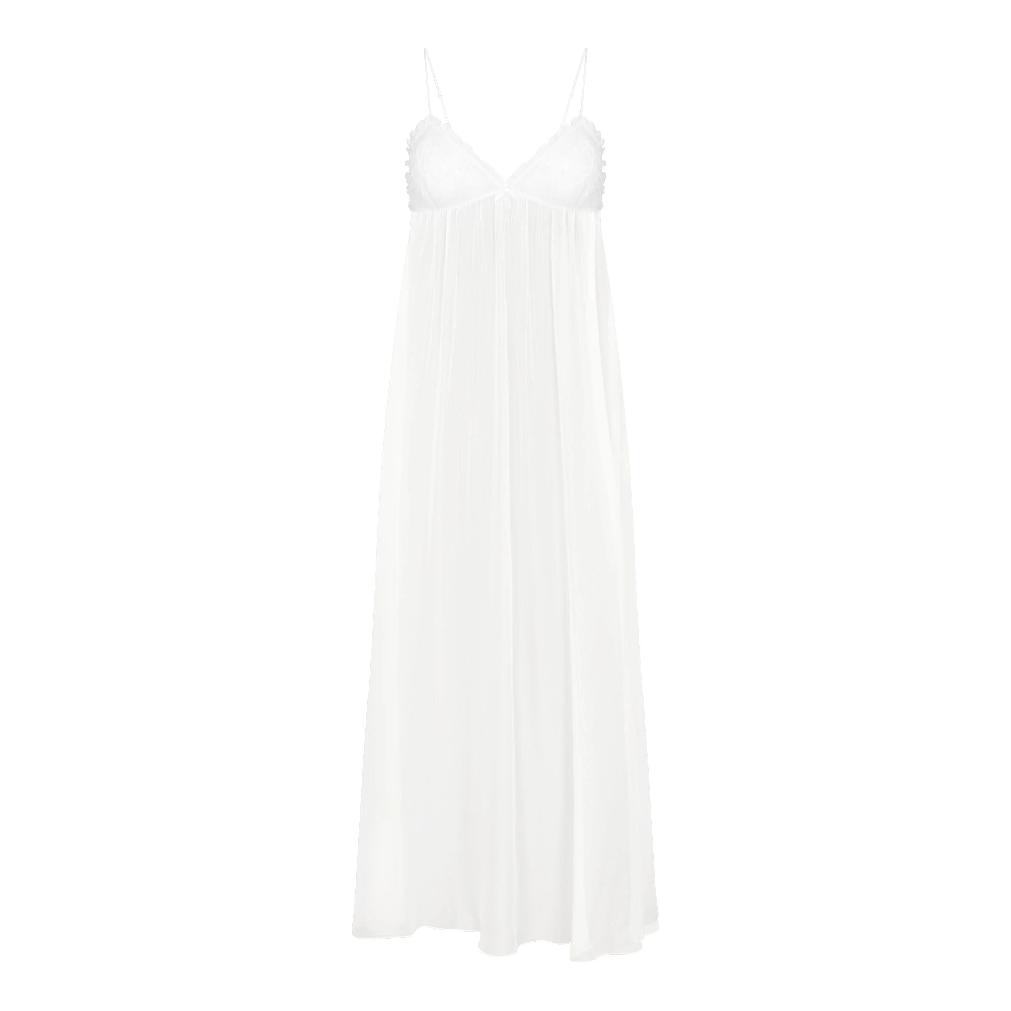 SKIMS ROMANCE LONG SLIP | IVORY LAYS FLAT ON A WHITE BACKGROUND | FLT 