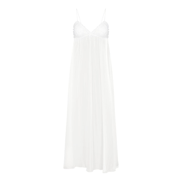 SKIMS ROMANCE LONG SLIP | IVORY LAYS FLAT ON A WHITE BACKGROUND | FLT 