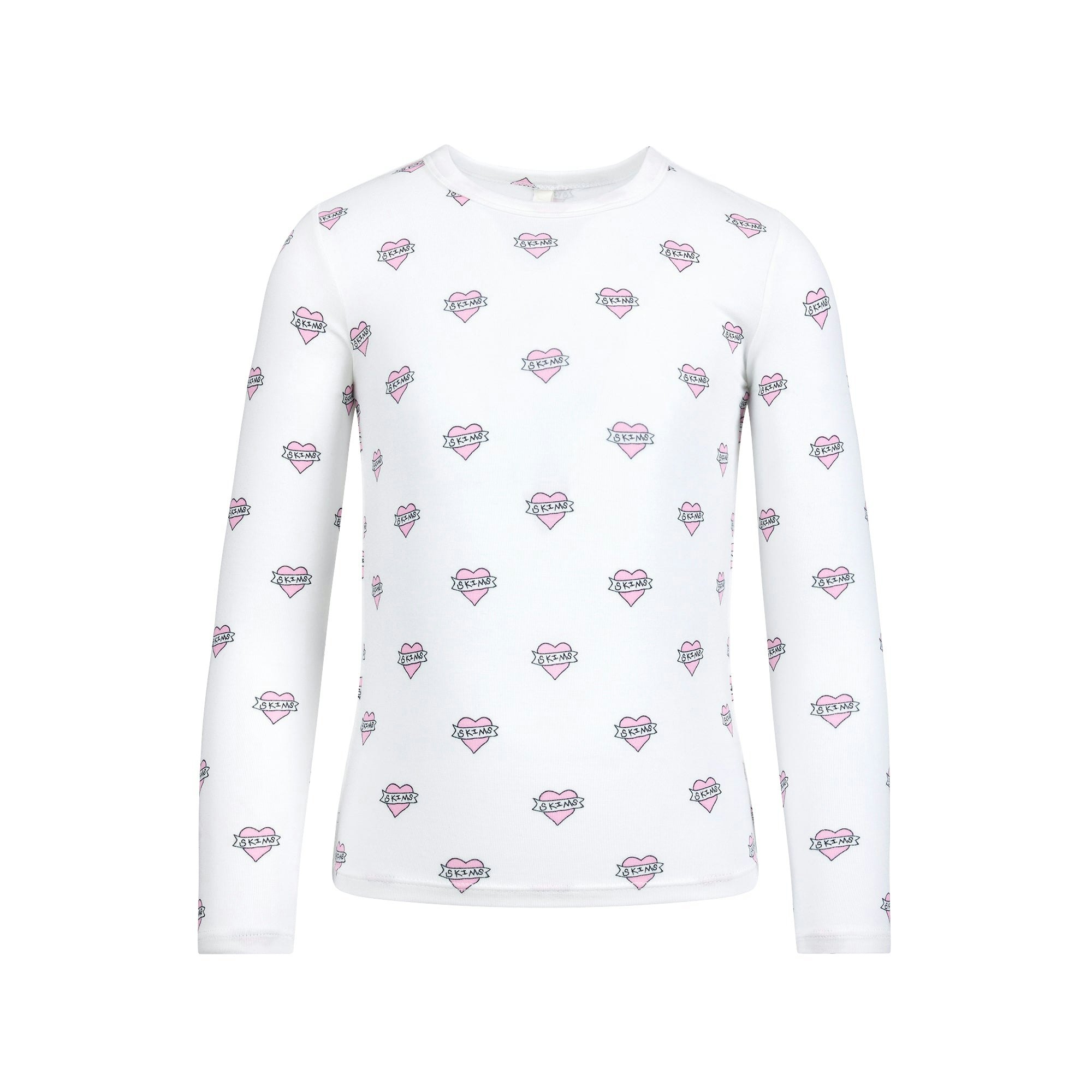 SKIMS SLEEP KIDS SLEEP SET | MARBLE HEART BANNER FLAT ON A WHITE BACKGROUND | FLT