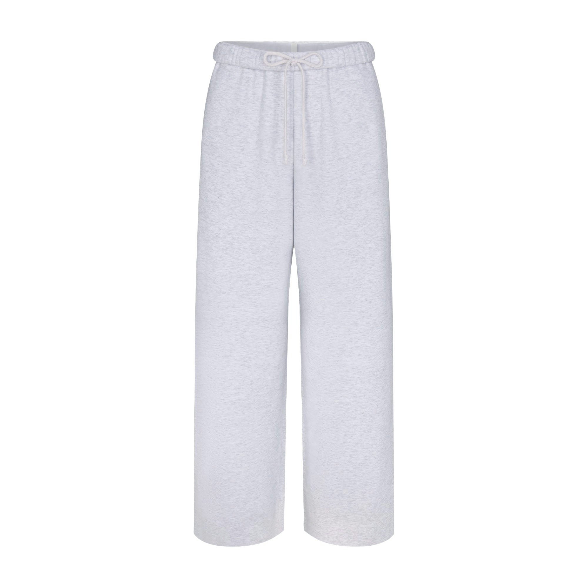 COTTON FLEECE CLASSIC STRAIGHT LEG PANT | LIGHT HEATHER GREY (PANTS, BOTTOMS) LAYS FLAT ON A WHITE BACKGROUND | FLT