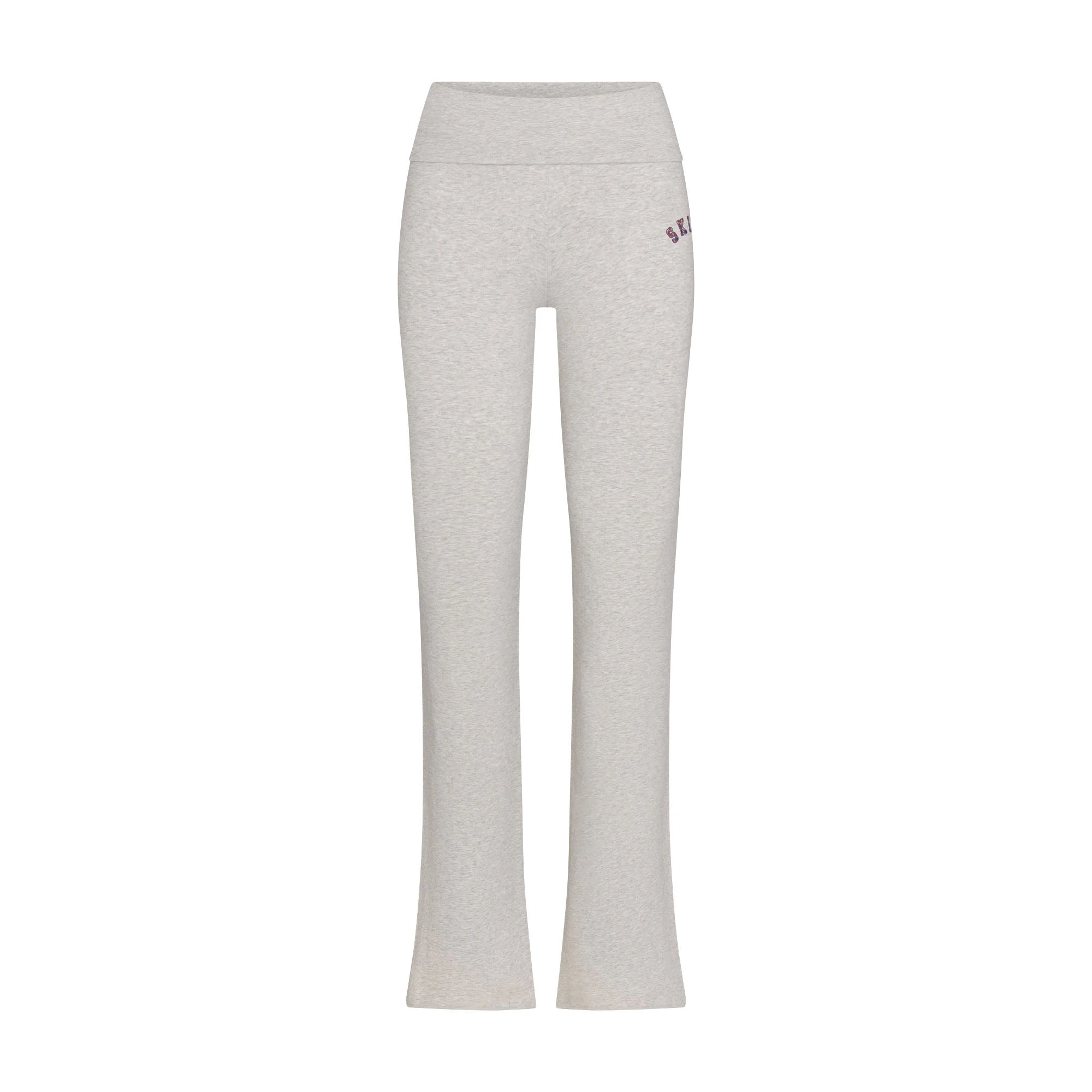COTTON JERSEY LOGO FOLDOVER PANT | LHG ARCHED SKIMS PLAID & LAYS FLAT ON A WHITE BACKGROUND | FLT