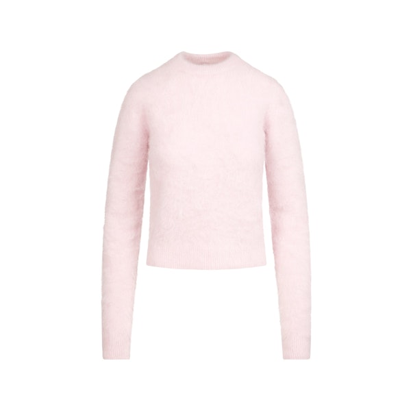 BRUSHED ALPACA CREWNECK SWEATER | CHERRY BLOSSOM FLAT ON A WHITE BACKGROUND | FLT