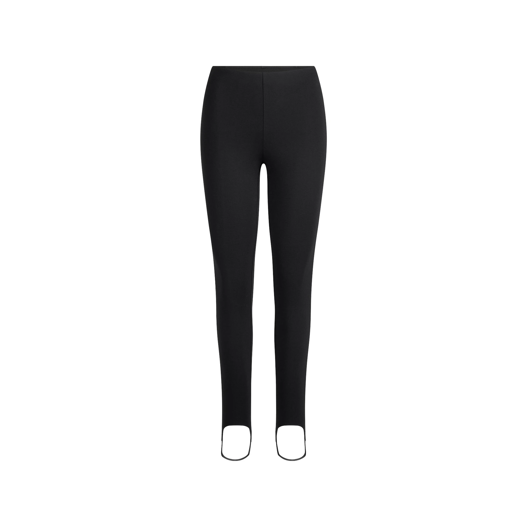 THE ESSENTIAL HIGH-WAISTED STIRRUP LEGGING | OBSIDIAN FLAT ON A WHITE BACKGROUND | FLT