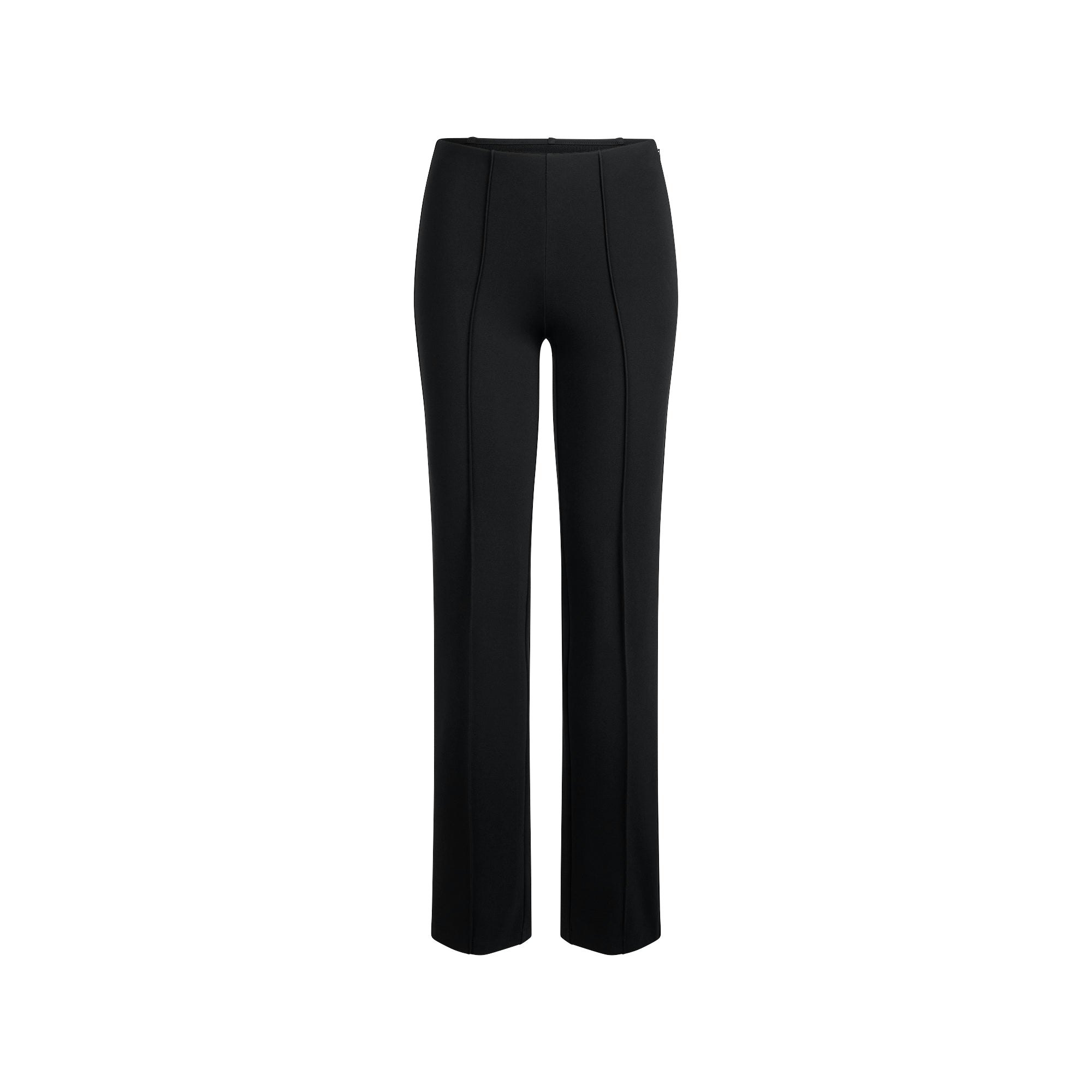 THE ESSENTIAL HIGH-WAISTED STRAIGHT LEG PANT | OBSIDIAN FLAT ON A WHITE BACKGROUND | FLT