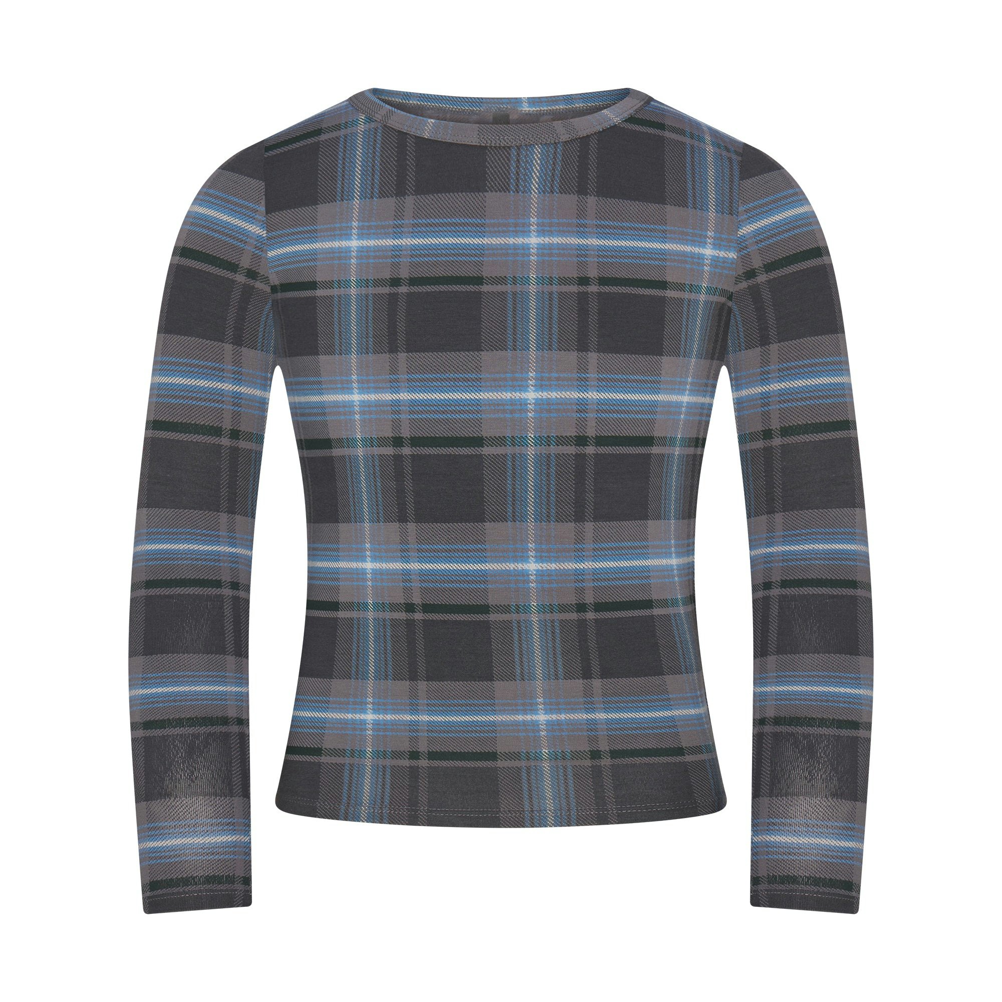 SKIMS SLEEP KIDS SLEEP SET | GLACIER PLAID FLAT ON A WHITE BACKGROUND | FLT