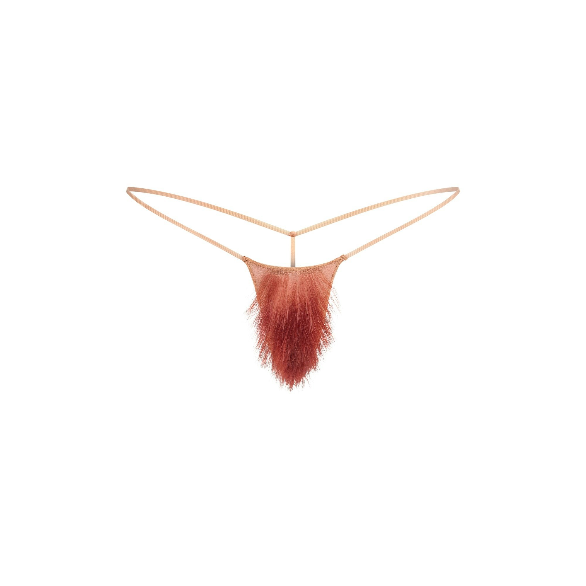 FAUX HAIR MICRO STRING THONG | SIENNA GINGER STRAIGHT FLAT ON A WHITE BACKGROUND | FOCUS: 0.0, 1.0, 0.9