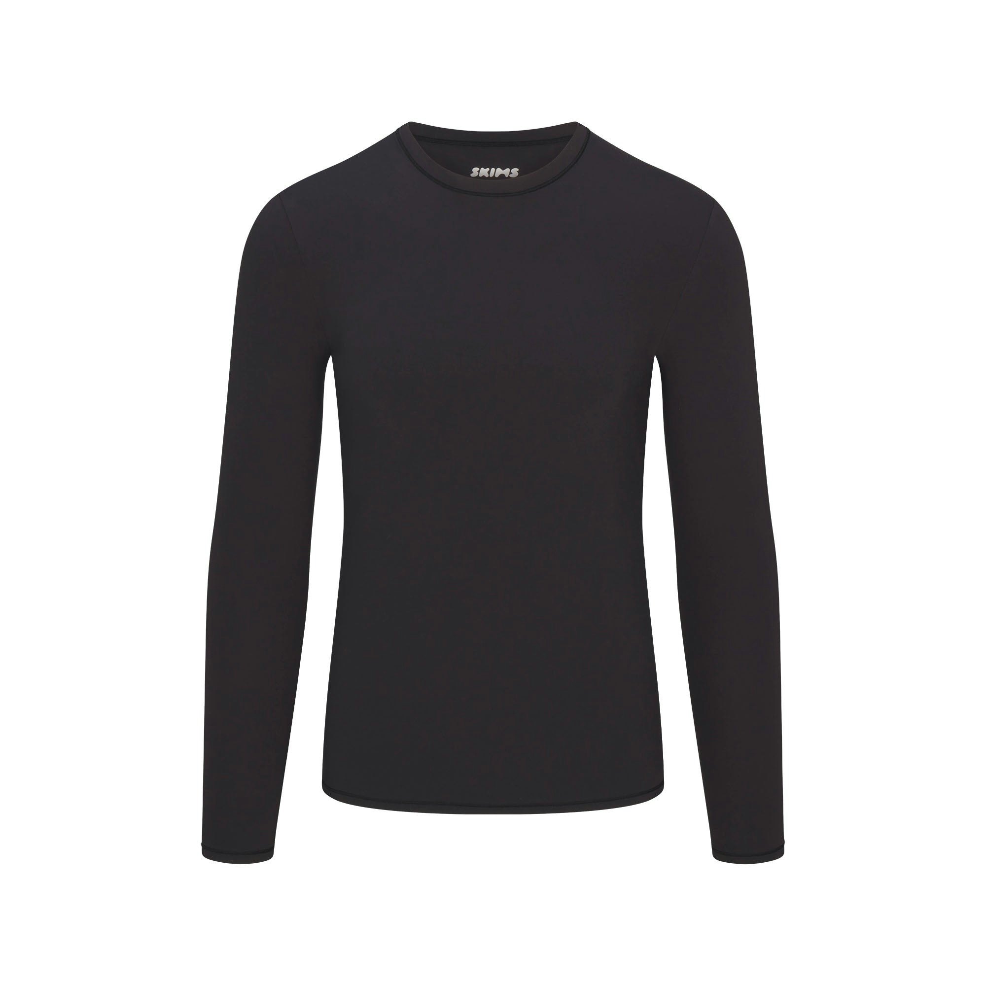 FITS EVERYBODY MENS FITTED LONG SLEEVE T-SHIRT | ONYX FLAT ON A WHITE BACKGROUND @ | FLT