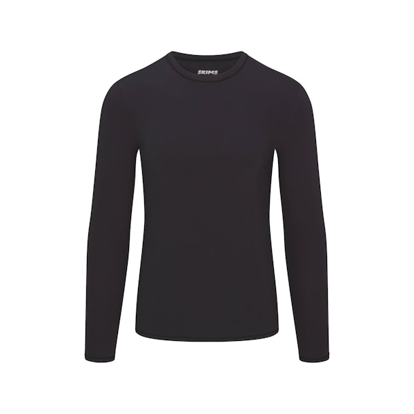 FITS EVERYBODY MENS FITTED LONG SLEEVE T-SHIRT | ONYX FLAT ON A WHITE BACKGROUND @ | FLT